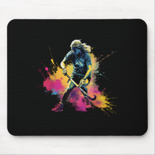 Mousepad Menina Jogadora de Hóquei em Campo Colorida no Cam