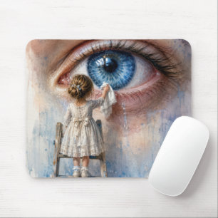 Mousepad Menina Limpando uma Lágrima