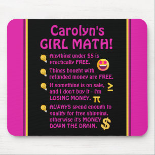 Mousepad Menina Matemática Engraçado Computador Personaliza