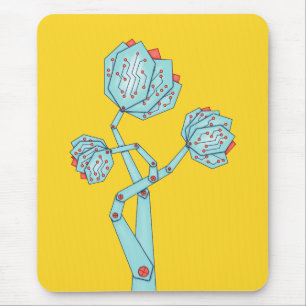 Mousepad Menina mecânica do geek das flores do conselho de