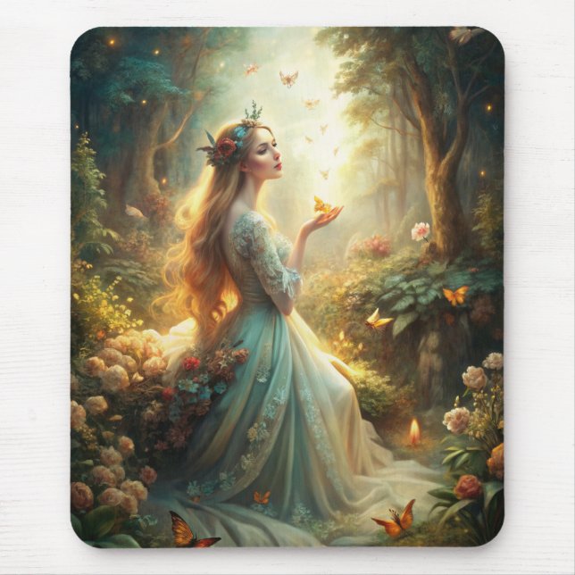 Mousepad Menina Mítica em Definição de Floresta (Frente)