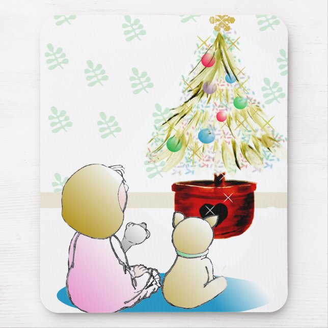 Mousepad Menina na véspera de Natal (Frente)
