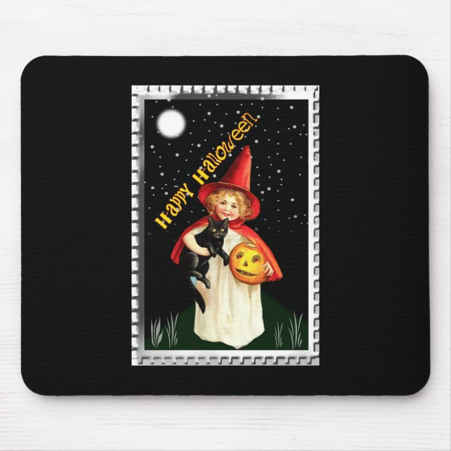 Mousepad Menina Nostálgica, Abóbora e Gato (Frente)
