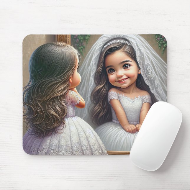 Mousepad Menina Olhando Num Espelho Para Uma Noiva (Com mouse)