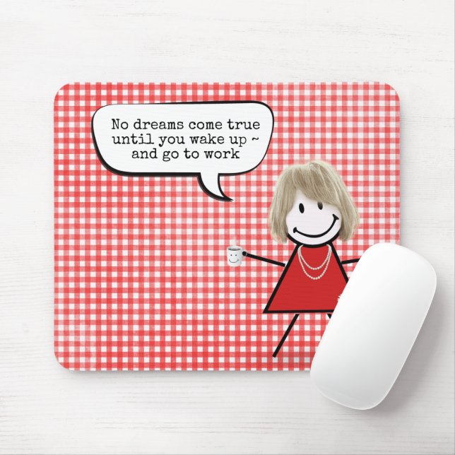 Mousepad Menina Palito Com Caneca de Café em Xadrez  (Com mouse)