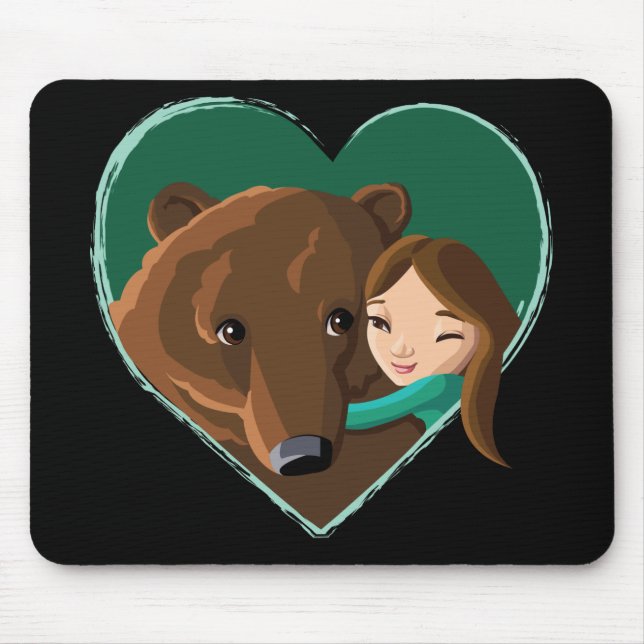Mousepad Menina que abraça o urso (Frente)