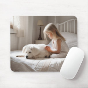 Mousepad Menina Rezando Com Cachorro