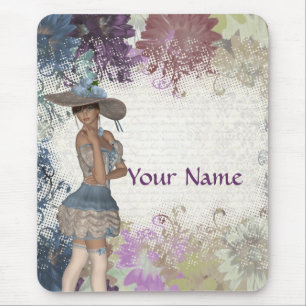 Mousepad Menina romântica do rosa do inglês
