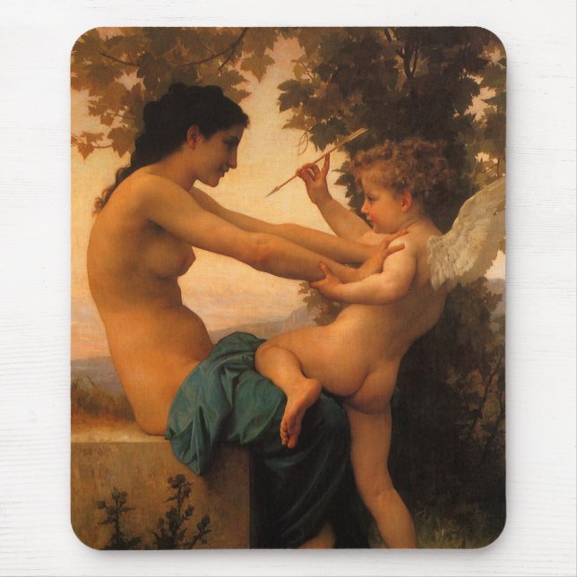Mousepad Menina se defendendo de Cupido de Bouguereau (Frente)