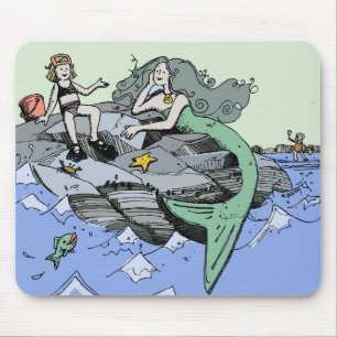 Mousepad Menina Sereia Verão Praia Amizade Caprichosa