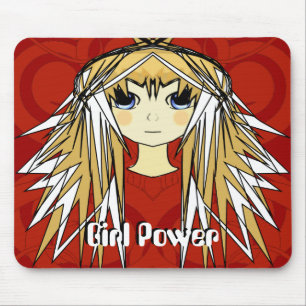 Mousepad Menina ultra-bonita, moça de animação, cabelo long