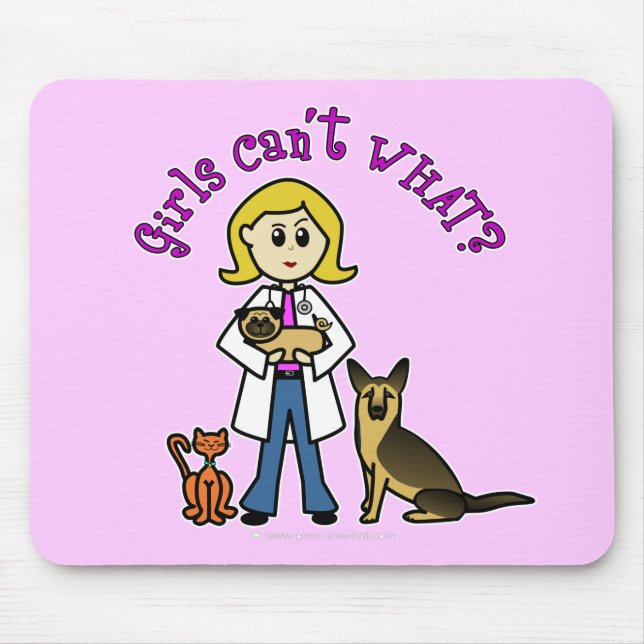 Mousepad Menina Veterinária Loira (Frente)