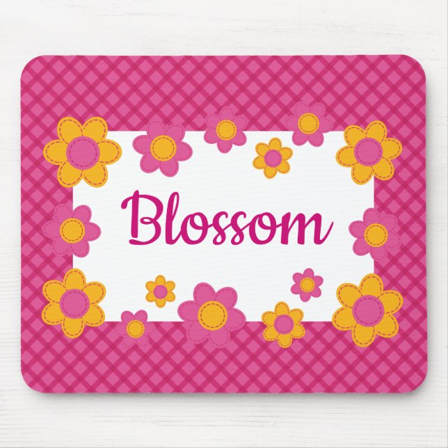 Mousepad Meninas bonitas dão nome a rosa, flores amarelas p (Frente)