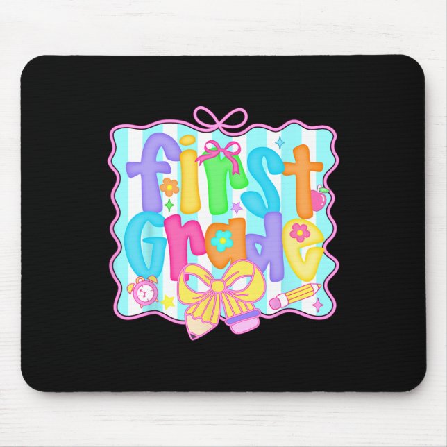 Mousepad Meninas com Laço Coquette Préppy de Volta às Aulas (Frente)