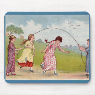 Mousepad Meninas do século XIX jogando corda pulada
