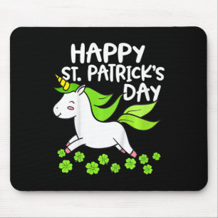 Mousepad Meninas Feliz Dia de São Patrício Unicórnio Leprec