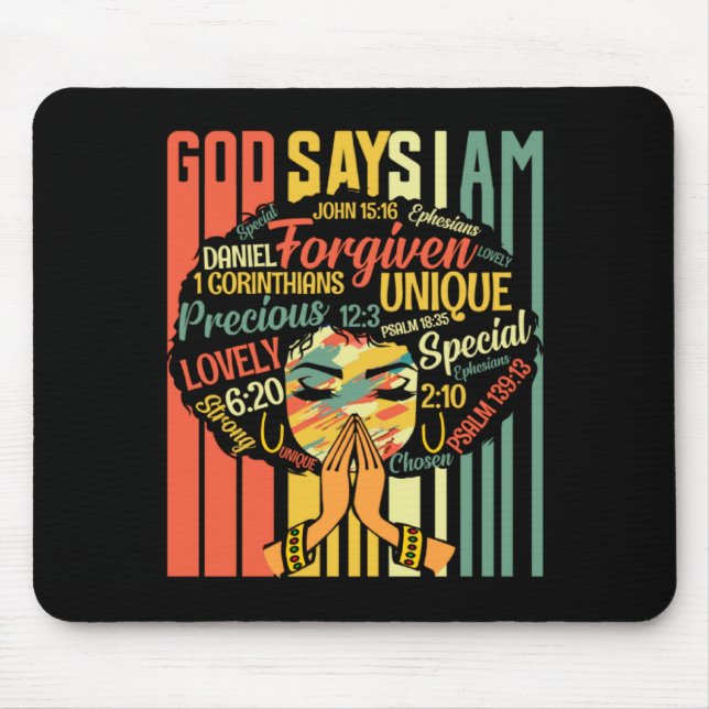 Mousepad Meninas Negras Deus Diz Que Eu Sou Mês da História (Frente)