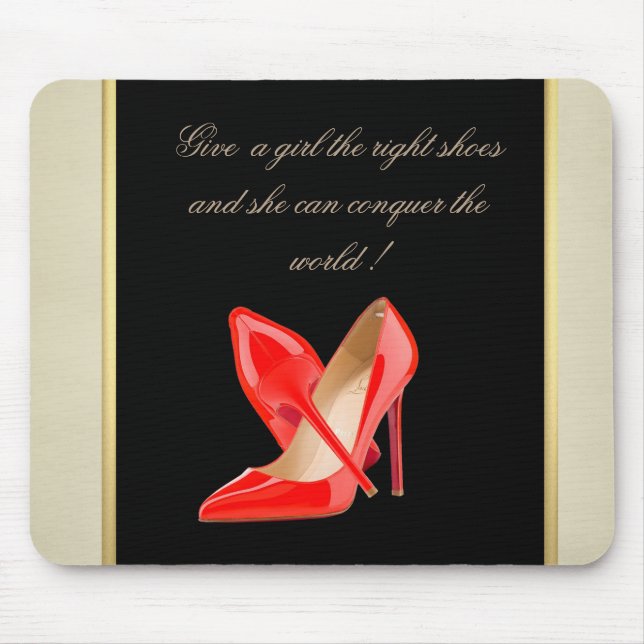 Mousepad Menino Bonito, Vermelho Alto Heels - Mensagem Moti (Frente)