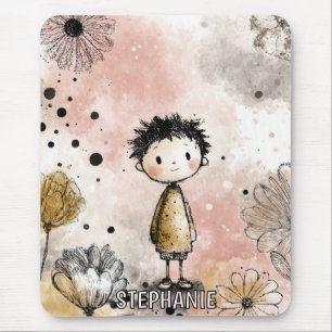 Mousepad Menino Caprichoso Aquarela com Acentos Florais (3)