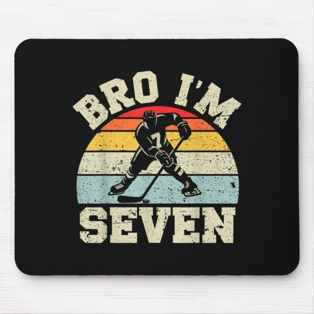 Mousepad Menino de 7 anos de hóquei no gelo de aniversário  (Frente)