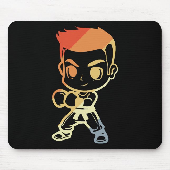 Mousepad Menino de Kickboxing Desenho Animado Olhar Kickbox (Frente)