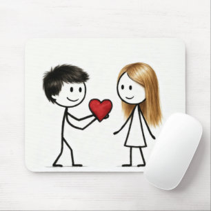 Mousepad Menino de Palito com Coração Vermelho
