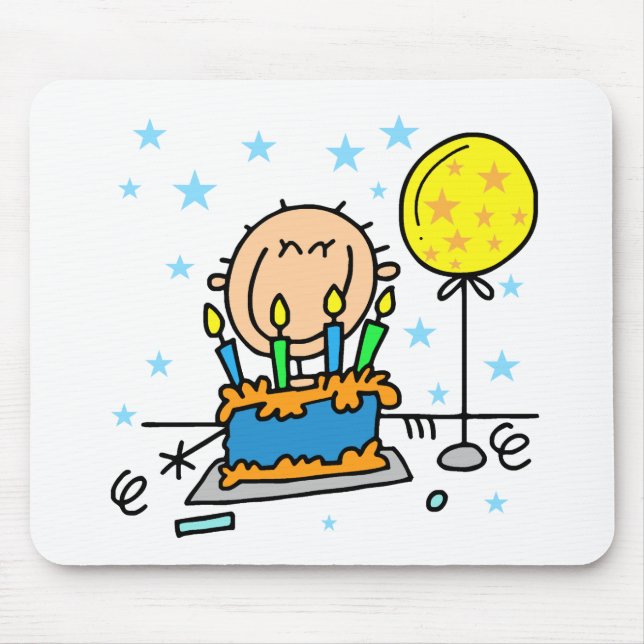 Mousepad Menino de Palito Com Presentes de Bolo de Aniversá (Frente)
