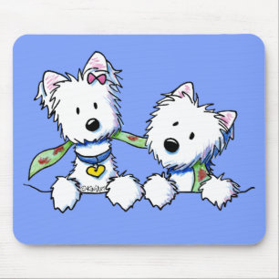 Mousepad Menino e menina de Westie do bolso de KiniArt