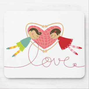 Mousepad Menino e menina dos desenhos animados em namorados