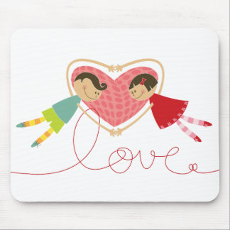 Mousepad Menino e menina dos desenhos animados em namorados