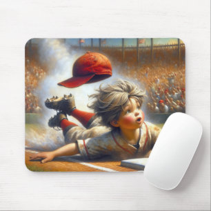 Mousepad Menino jogador de beisebol deslizando para a base