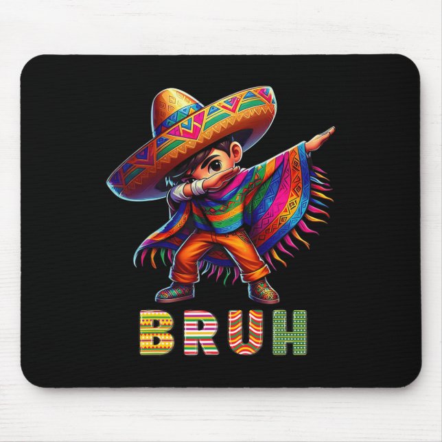 Mousepad Menino Mexicano Dabbing Poncho Cinco De Mayo Engra (Frente)