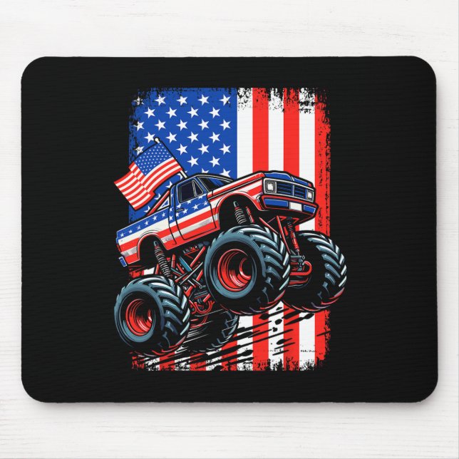 Mousepad Meninos Caminhão Monstro Bandeira Dos EUA Caminhão (Frente)