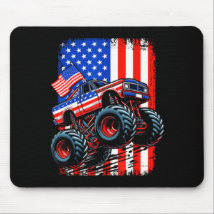 Mousepad Meninos caminhão monstro bandeira dos EUA caminhão