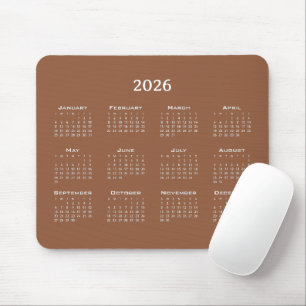 Mousepad Menor minimalista marrom do calendário moderno