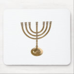 Mousepad menorá dourada<br><div class="desc">Menora, canukah,  metal dourado,  hannukah,  hebraico,  feriados,  judeu,  judaísmo,  menorah,  chanukah,  hannuka,  canuka,  christmukah,  christmukkah,  judaica rabbi</div>
