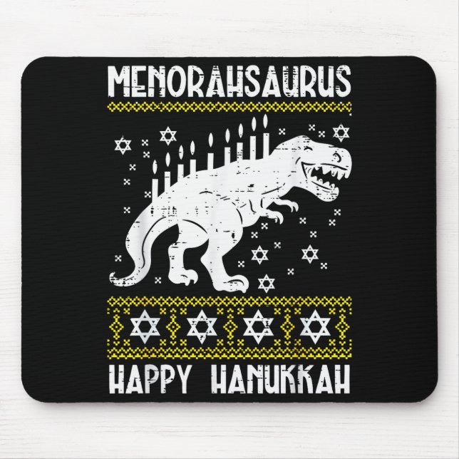 Mousepad Menorahsaurus Happy Hanukkah Dino Chanukah Toddler (Frente)