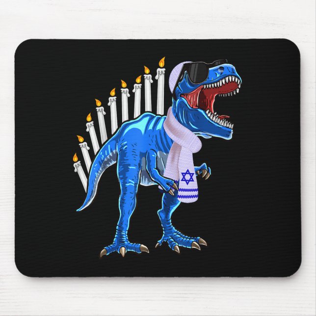 Mousepad Menorasaurus Rex Shirt T Rex Dinosaur Hanukkah Gif (Frente)