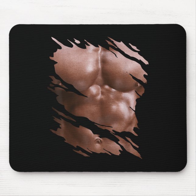 Mousepad Mens Chest Seis Pack I Muscles Bodybuilder I Falso (Frente)