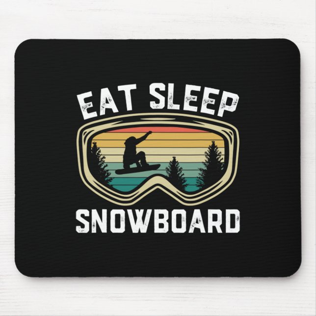 Mousepad Mens Comem Snowboard Engraçado Retro Snowboard (Frente)