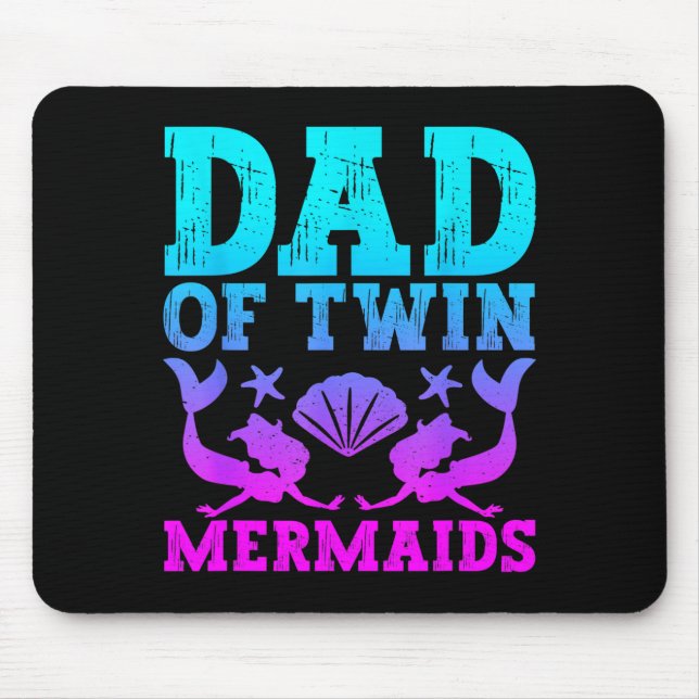 Mousepad Mens Dad Of Twins Mermaid Father's Day Pregnancy A (Frente)