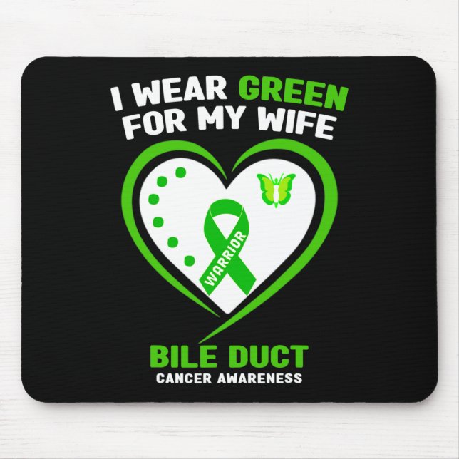 Mousepad Mens Eu Visto Verde Para Minha Esposa Bile Duct Ca (Frente)