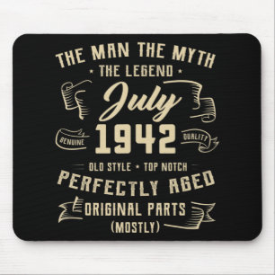 Mousepad Mens Man Myth Legend Julho de 1942 80 Aniversário 