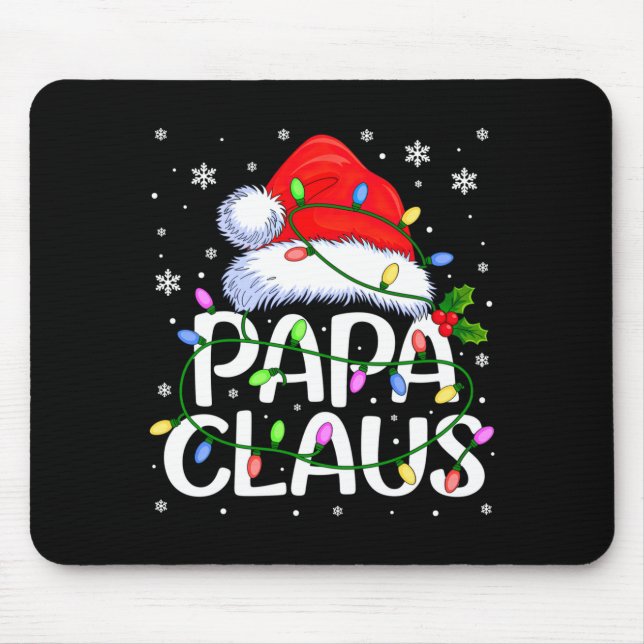 Mousepad Mens Papa Claus Christmas Lights Long Sleeve  (Frente)
