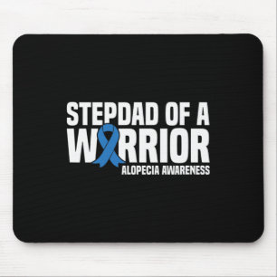Mousepad Mens Stepdad de um Guerreiro Blue Ribbon Alopecia