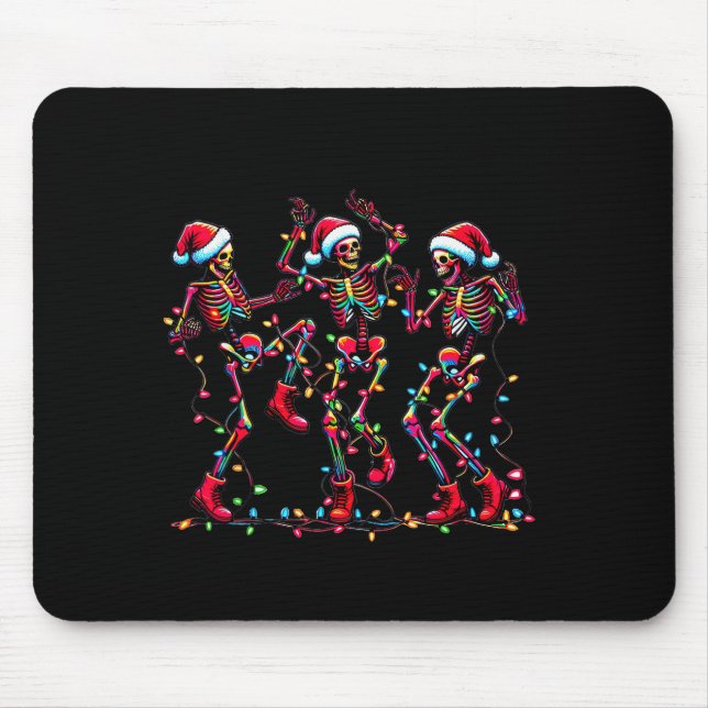 Mousepad Mens Womens Christmas Skeleton Santa Dancing Light (Frente)