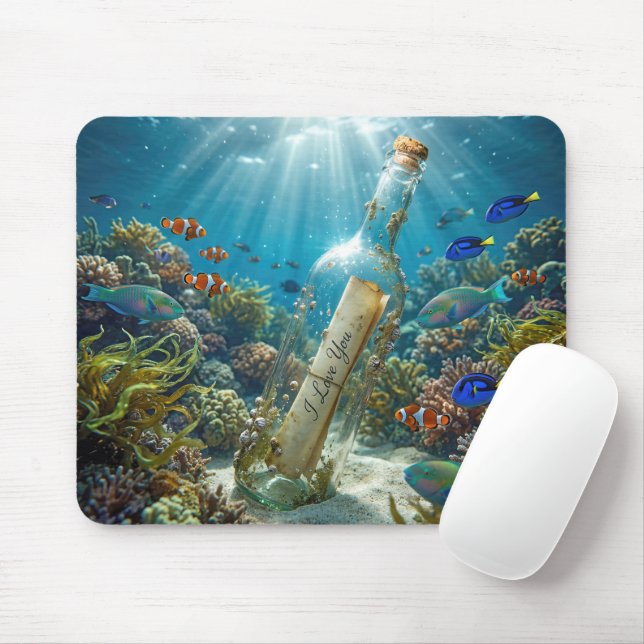 Mousepad Mensagem de Eu Te Amo numa Garrafa (Com mouse)