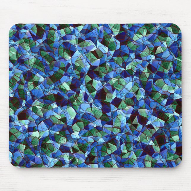 Mousepad Mensagem de mosaico irregular verde e azul sobrepo (Frente)