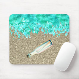 Mousepad Mensagem de praia em uma garrafa costeira oceânica