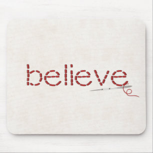 Mousepad mensagem de texto BELIEVE com pontos vermelhos com